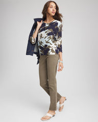 Chico's | Floral Wedge Top/ Blue Menthe