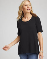 Chico's | Slub Paneled Elbow Tee/ Black