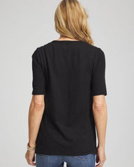 Chico's | Slub Paneled Elbow Tee/ Black