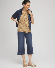Chico's | Sleeveless Ruffle-Appliqué Tank Top/ Cafe Aroma