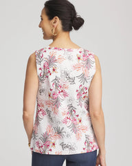 Chico's | Floral Sleeveless V-Neck Tank/ Alabaster