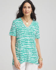 Chico's | Tropical Short Sleeve Forward-Seam Tee/ Eden Green