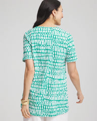 Chico's | Tropical Short Sleeve Forward-Seam Tee/ Eden Green