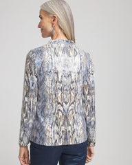 Chico's | Sequin Reptile Funnel Neck tee/ Classic Navy