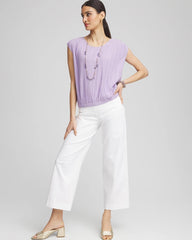 Chico's | Pleated Bubble-Hem Tee/ Gentle Lavender