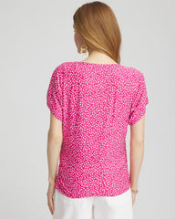 Chico's | Touch of Cool™ Cheetah Ruched Banded Hem Top/ Crushed Berries