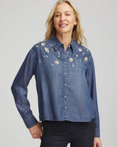 Chico's | Embellished Tencel Collar Shirt/ Kiruna Indigo