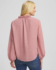 Chico's | Ruffleneck Lined Georgette Blouse/ Dusty Rose