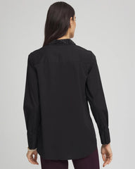Chico's | Tonal Jewels Poplin Shirt/ Black
