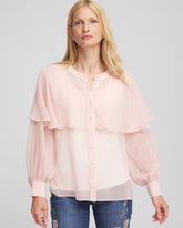 Chico's | Georgette Cape Blouse/ Rose Smoke