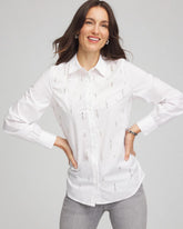 Chico's | Jeweled Poplin Shirt/ Alabaster