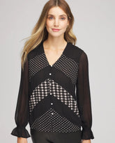 Chico's | Georgette Polka Dot Blouse/ Black