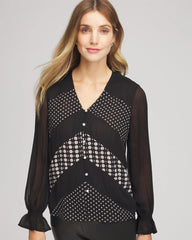 Chico's | Georgette Polka Dot Blouse/ Black