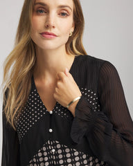 Chico's | Georgette Polka Dot Blouse/ Black