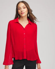 Chico's | Pleated Georgette Blouse/ Carmine Red