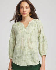 Chico's | Lurex Stripe Cotton Blouse/ Salted Lime