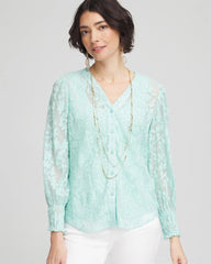 Chico's | Floral Soutache V-Neck Blouse/ Teal Waters