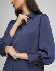 Chico's | Puff Sleeve Satin Blouse/ Indigo Sky