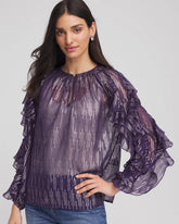 Chico's | Georgette Ruffle Sleeve Blouse/ Purple Elixir