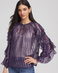 Chico's | Georgette Ruffle Sleeve Blouse/ Purple Elixir