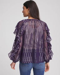 Chico's | Georgette Ruffle Sleeve Blouse/ Purple Elixir