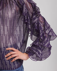 Chico's | Georgette Ruffle Sleeve Blouse/ Purple Elixir