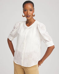 Chico's | Chiffon Puff Sleeve Shirt/ Ecru