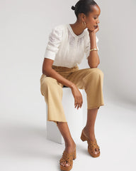 Chico's | Chiffon Puff Sleeve Shirt/ Ecru