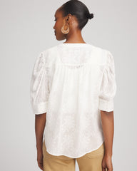 Chico's | Chiffon Puff Sleeve Shirt/ Ecru