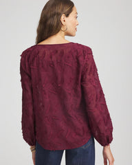 Chico's | Feathered Pullover Peasant Blouse/ Deep Chianti