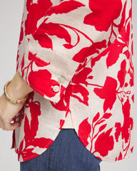 Chico's | No Iron™ Floral Linen Shirt/ Red Glow