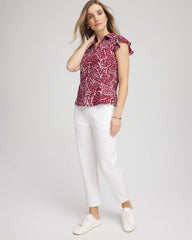 Chico's | Zenergy® UPF Printed Polo Top/ Russet Red