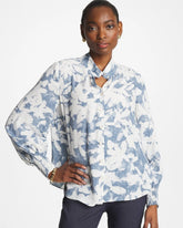 Chico's | Faux Silk Mockneck Blouse/ Tidal Blue