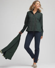 Chico's | Lace Cotton Voile Shirt/ Darkest Spruce