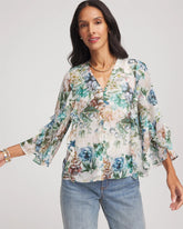 Chico's | Georgette Ruffled V-Neck Blouse/ Rose Smoke