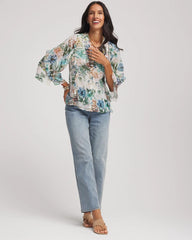 Chico's | Georgette Ruffled V-Neck Blouse/ Rose Smoke