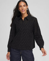 Chico's | Heart Eyelet Shirt/ Black