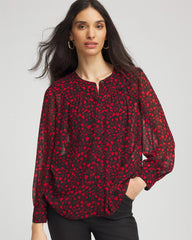 Chico's | Lover Girl Georgette Blouse/ Love Letter Red