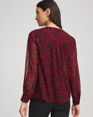 Chico's | Lover Girl Georgette Blouse/ Love Letter Red