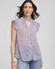 Chico's | Cheetah Print Ruffle-Collar Blouse/ Violet Aura