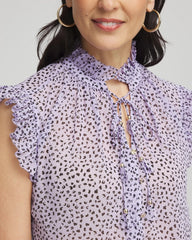 Chico's | Cheetah Print Ruffle-Collar Blouse/ Violet Aura