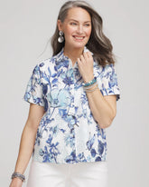 Chico's | Butterfly Voile Short Sleeve Shirt/ Lush Iris