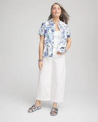 Chico's | Butterfly Voile Short Sleeve Shirt/ Lush Iris