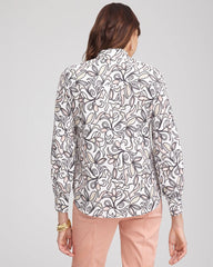 Chico's | Faux Silk Floral Collared Shirt/ French Blush