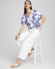Chico's | Flutter Sleeve Satin Top/ Blue Casa