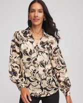 Chico's | Floral Burnout Blouson-Sleeve Blouse/ Black