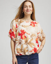Chico's | Floral Bubble-Hem Blouse/ Glistening Sand