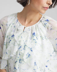 Chico's | Georgette Sheer Ruffle Blouse/ Blue Pearl