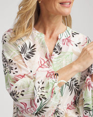 Chico's | Drawstring Crinkle Chiffon Blouse/ Cafe Aroma