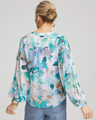 Chico's | Georgette Billow Sleeved Blouse/ Paradiso Blue